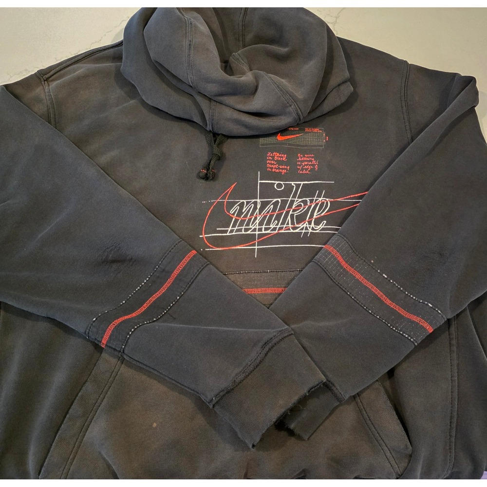 Nike Graphic Pullover Hoodie Mens XL Black Red Blueprint CQ7164-010 Streetwear - Picture 11 of 11